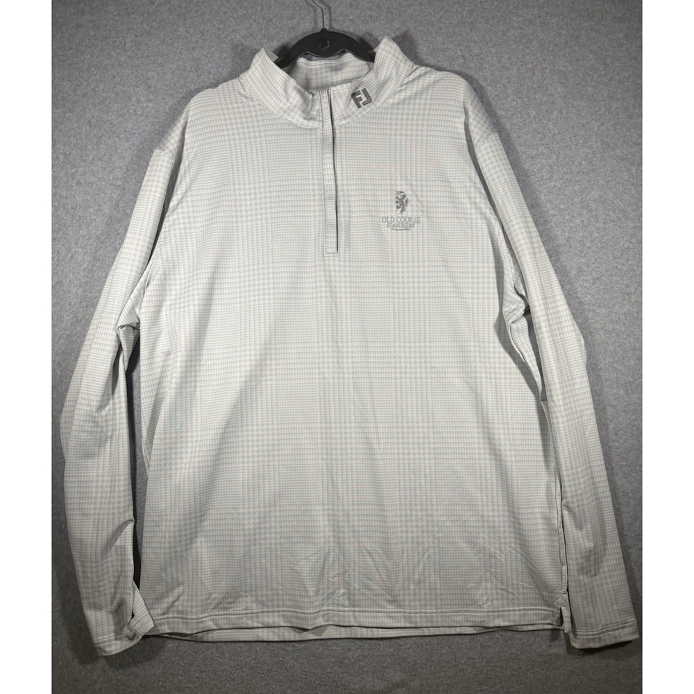 FootJoy Old Course St Andrews Quarter Zip Pullover Size 3XL Gray Houndstooth